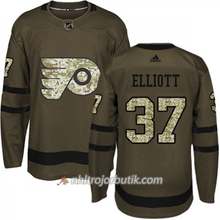 Män Ishockey Philadelphia Flyers Tröja Brian Elliott 37 Adidas 2017-2018 Camo Grön Authentic